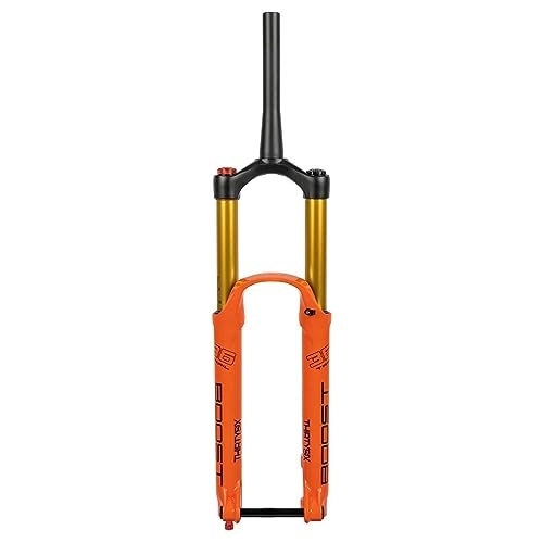 Mountain Bike Fork : HIMALO Mountain Bike Suspension Fork 27.5 29 DH MTB Air Fork Travel 180mm Rebound Adjustable Manual Lockout 1-1 / 2'' Tapered Fork Boost 15x110mm Thru Axle (Color : Orange, Size : 27.5inch)