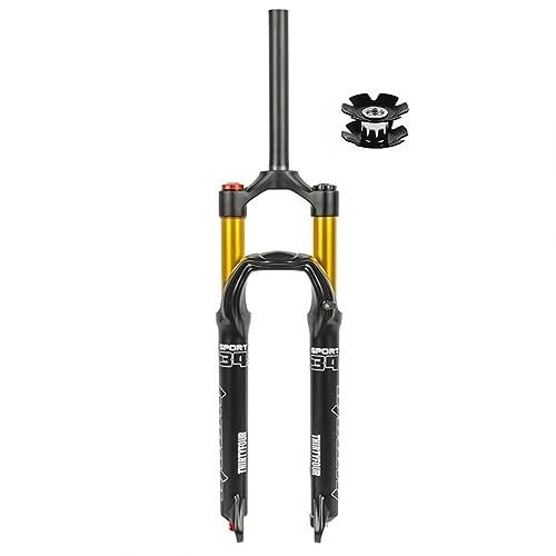 Mountain Bike Fork : HIMALO MTB Air Fork 26 / 27.5 / 29 Inch Mountain Bike Suspension Fork Travel 100mm Rebound Adjustable 1-1 / 8'' Straight / Tapered Fork Manual Lockout QR (Color : Gold Straight, Size : 27.5'')