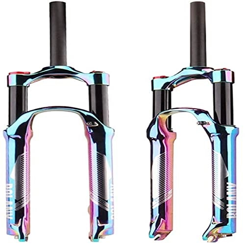 Mountain Bike Fork : HJXX Suspension Fork, Bicycle Forks, Bicycle Forks 120Mm Rainbow Suspension Air Fork Aluminum Alloy Straight Steerer Vacuum Coated Colorful MTB Bicycle Front Fork