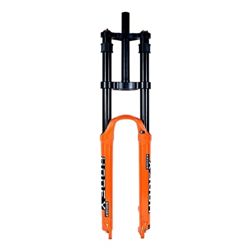 Mountain Bike Fork : HSQMA Downhill Mountain Bike Suspension Fork 26 27.5 29 Inch DH MTB Fork Travel 140mm Air Fork Double Shoulder Straight Front Fork Manual Lockout QR 9mm (Color : Orange, Size : 27.5Inch)