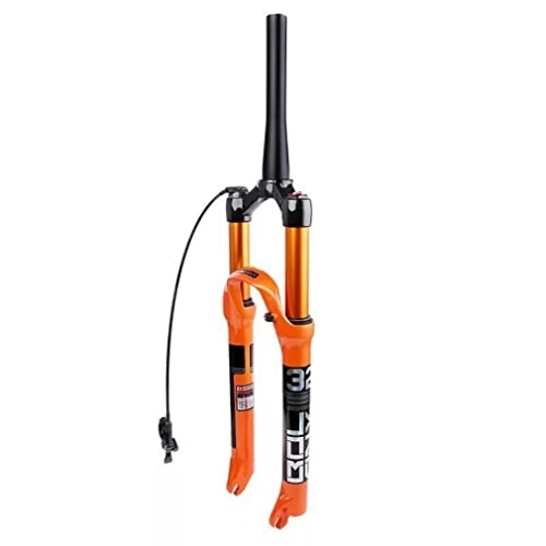 Mountain Bike Fork : HSQMA Mountain Bike Suspension Fork 26 / 27.5 / 29 Inch MTB Air Fork 100mm Travel Disc Brake Bicycle Front Fork Remote Lockout (Color : Tapered Orange, Size : 29inch)