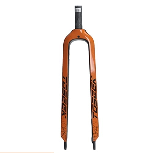 Mountain Bike Fork : HSQMA MTB Rigid Fork 26 / 27.5 / 29 Inch Carbon Fiber Mountain Bike Disc Brake Front Fork 1-1 / 8 Straight Tube Threadless Fork Quick Release 9mm (Color : Orange, Size : 26'')