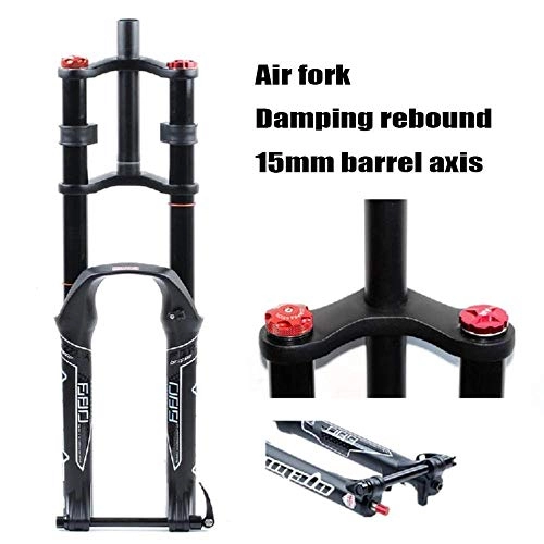 Mountain Bike Fork : HUANGB Bike Front Fork 26 27.5 29 Inch Double Shoulder Control MTB Downhill Suspension Air Pressure Straight, B-26inch