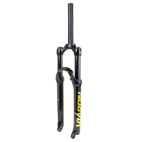Mountain Bike Fork : HWL 26 Inch MTB Air Suspension Forks, Magnesium Alloy Bicycle 1-1 / 8" Straight Tube Steerer 27.5" Shoulder Controlled Travel 120mm (Color : Yellow, Size : 27.5 inch)