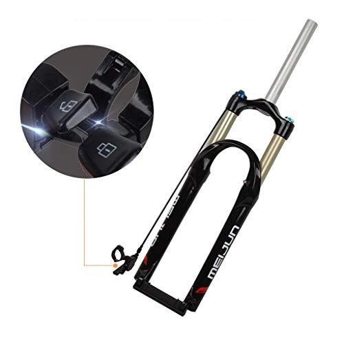 Mountain Bike Fork : HWL 26 Inch MTB Bicycle Suspension Fork, Aluminum Alloy Bike Remote Lock Out 1-1 / 8" Disc 27.5 Inch Gas Fork Suspension Travel 100mm (Color : Black, Size : 26 inch)