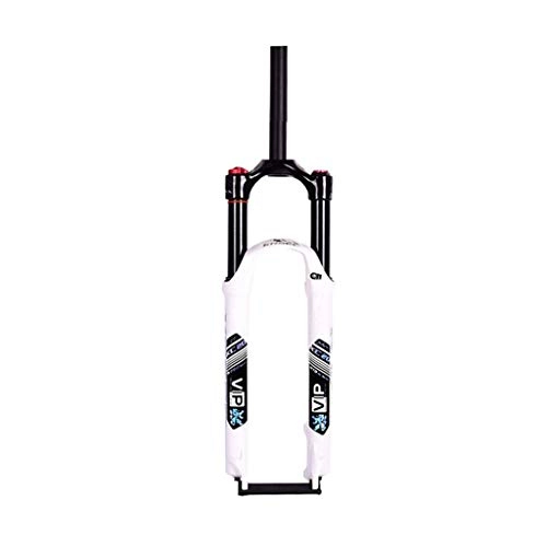 Mountain Bike Fork : HWL 26 Inch MTB Bike Suspension Fork, Double Shoulder Control Downhill Air Suspension Fork 27.5 Straight Tube Cycling Shock Absorber (Color : White, Size : 26 inch)