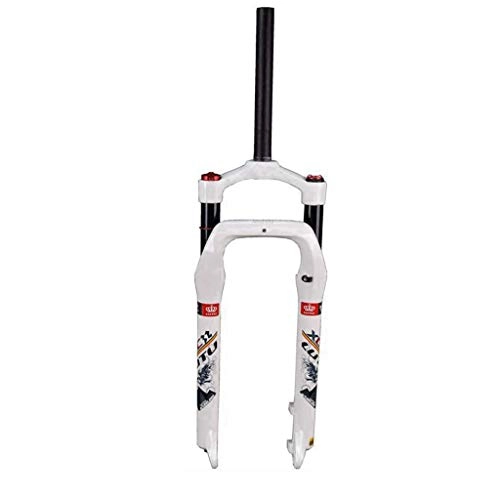 Mountain Bike Fork : HWL 26 Inch Mtb Suspension Fork 27.5" Bike Air Forks, Shoulder Control Straight Tube Cycling Unisex's Shock Absorber Travel 135mm (Color : White, Size : 26 inch)