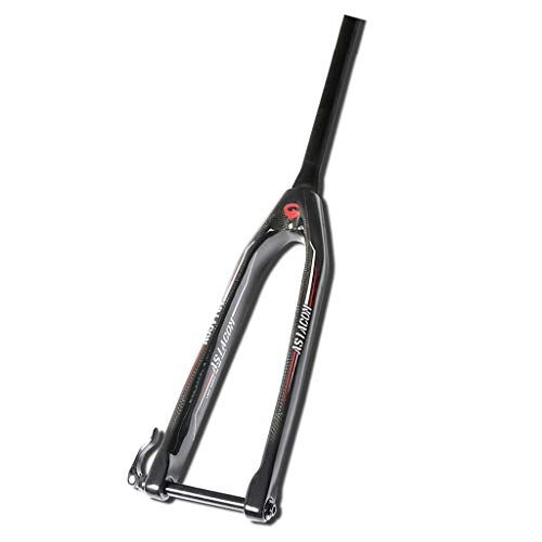 Mountain Bike Fork : HWL Carbon Fiber MTB Suspension Forks 27.5 Inch, Bike Cycling Fork 3K Lightweight Suspension 1-1 / 2" Unisex's Travel 100mm Black (Color : A, Size : 29inch)
