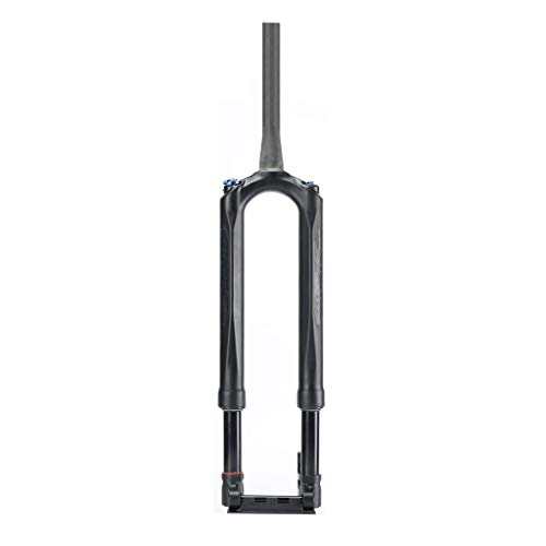 Mountain Bike Fork : HWL MTB Carbon Air Bike Fork 27.5 Inch, Bicycle Suspension Forks Shoulder Control Conical Tube Disc Brake Unisex's Travel 120mm (Color : Black, Size : 29 INCH)