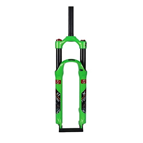Mountain Bike Fork : HWL Suspension Forks 26 27.5 Inch Bike MTB Air Suspension Fork, Straight Tube 1-1 / 8" Disc Unisex's Steerer Tube Travel 120mm (Color : Green, Size : 26 inch)