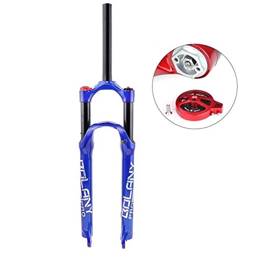 Mountain Bike Fork : HWL Suspension Forks 26 Inch Bike Bicycle Front Fork, Shoulder Control MTB Straight Tube Aluminum Alloy Shock Absorber Travel:100mm (Color : Blue, Size : 26inch)