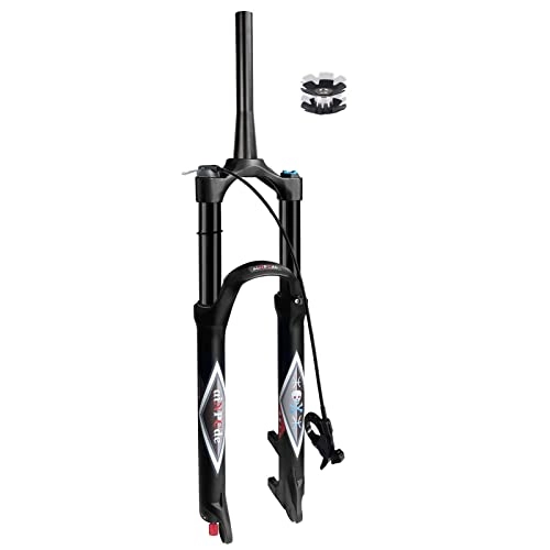 Mountain Bike Fork : hyywmgx Mountain Bike MTB Air Suspension Front Fork 26 27.5 29 Inch 140mm Travel Black, Ultralight Alloy Straight / Tapered Tube Bicycle Forks for 1.5-2.45" Tires (Tapered Remote lock 27.5 inch)