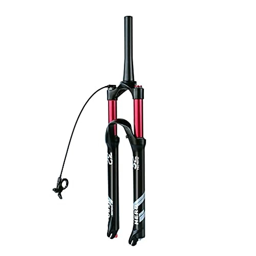 Mountain Bike Fork : hyywmgx Travel 100mm Rebound Adjust Mountain Bike Air Suspension Forks 26 / 27.5 / 29， Matte Black Disc Brake MTB Front Fork Threadless Steerer (Color : Tapered Manual Lockout， Size : 26)