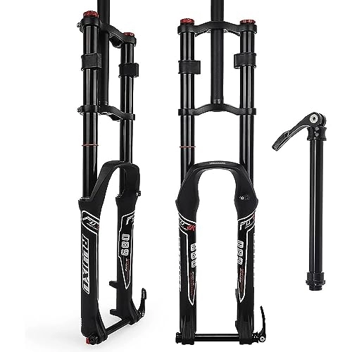 Mountain Bike Fork : JAMJII Bicycle Downhill Spring Fork 27.5 29 Inches Just 680Dh MTB Bicycle Shock Absorber Air Absorber Disc Brake Fast Tensioner Through The Axis Travel 135Mm, Black, 26inch
