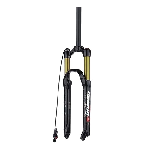 Mountain Bike Fork : JAYWIS Mountain Bike Suspension Fork, Bicycle Pneumatic Shock-absorbing Front Fork, 26 / 27.5 / 29 Inch Cable Control, Straight Tube, 27.5inch, Gold