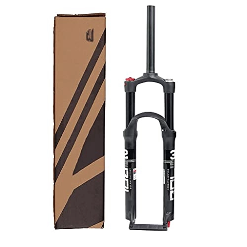 Mountain Bike Fork : Jejy Black Suspension Forks 26 / 27.5 / 29 Mountain Bicycle, Double Air Chamber MTB Shoulder Control Pressure Front Fork 1-1 / 8"Straight (Color : Black, Size : 29)