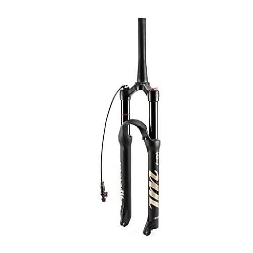 Mountain Bike Fork : Jejy Magnesium Alloy Front Forks Bicycle 26 / 27.5 / 29 Inch, Disc Brake 1-1 / 8" Straight / Tapered Tube Suspension Forks Mountain Bike (Color : Tapered Remote Lockout, Size : 27.5)