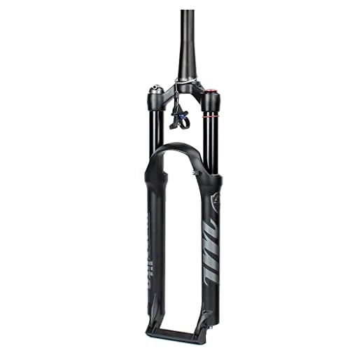 Mountain Bike Fork : Jejy Mountain Bike 26 / 27.5 / 29 Inch Front Fork Rebound Adjustment, Shoulder Control Wire Control Black 1-1 / 8" Magnesium Alloy Bicycle Suspension Forks (Color : Tapered Remote Lockout, Size : 27.5)