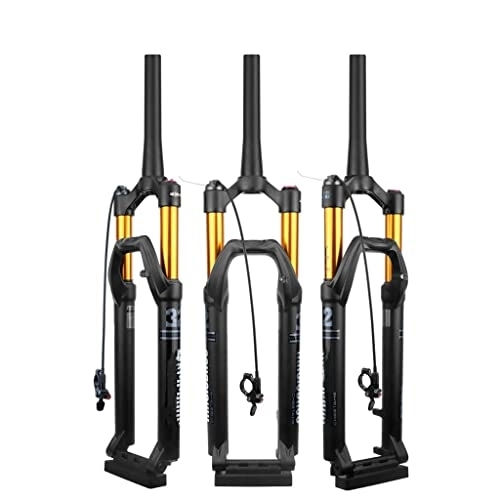 Mountain Bike Fork : Jejy Thru Axle 100 * 15mm Air Front Fork 27.5inch Mountain Bike, Rebound Adjust MTB Suspension Fork 29inch Wire Control (Color : Tapered, Size : 29inch)