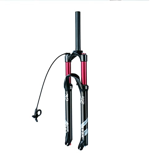 Mountain Bike Fork : Jejy Travel 100mm Rebound Adjust Mountain Bike Air Suspension Forks 26 / 27.5 / 29, Matte Black Disc Brake MTB Front Fork Threadless Steerer (Color : Straight Remote Lockout, Size : 27.5)