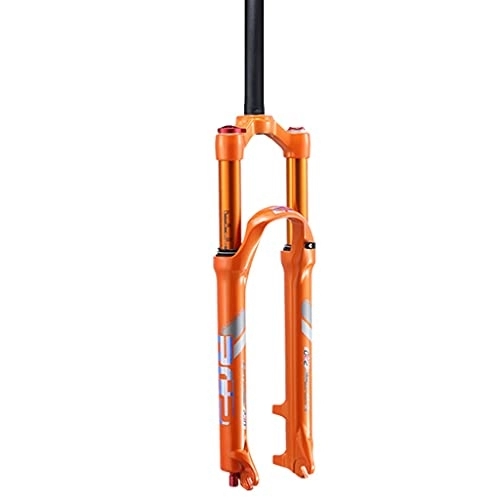 Mountain Bike Fork : Jejy Travel 120mm Mountain Bicycle Suspension Fork 26inch 27.5 Inch Double Air Chamber, Front Air Fork MTB Magnesium Alloy Bike with Damping Adjustment (Color : Orange, Size : 27.5inch)