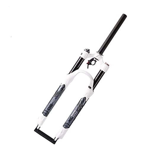 Mountain Bike Fork : JXRYFMCY Bike Straight Steerer Fork Mountain Bike 27.5 XC50 Suspension Fork, Straight Steerer Front Fork for Bicycle Accessories (Color : White, Size : 27.5 inch)