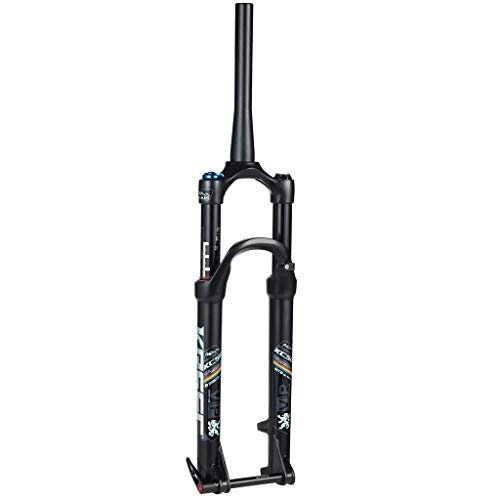 Mountain Bike Fork : KANGXYSQ 26" 1-1 / 8" MTB Suspension Fork, Mountain Bike Aluminum Alloy Cone Disc Brake Damping Adjustment Travel 100mm Black (Color : B, Size : 27.5inch)