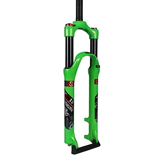 Mountain Bike Fork : KANGXYSQ 26 / 27.5 / 29 Inch Mountain Bike Suspension Fork Air Travel 120mm A Pillar Disc Brake Aluminum Alloy Shoulder Control Cycling Accessories (Color : Green, Size : 27.5 inch)