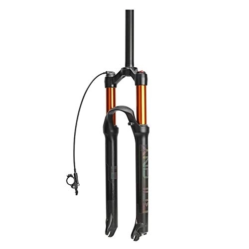 Mountain Bike Fork : KANGXYSQ 26" 27.5" 29" MTB Mountain Bike Suspension Fork, Aluminum Alloy Remote Lock Disc Brake 1-1 / 8 Cycling Air Fork (Color : A, Size : 27.5inch)