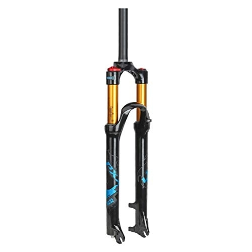 Mountain Bike Fork : KANGXYSQ 26 Inch 27.5 Inch 29 Inch Mountain Bike Front Fork Double Air Chamber Fork Bicycle Magnesium Alloy Shock Absorber (Color : Blue, Size : 27.5 inch)
