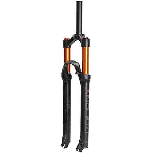 Mountain Bike Fork : KANGXYSQ Mountain Bike Suspension Fork, Outdoor Aluminum Alloy Disc Brake Damping Adjustment Cone Tube 1-1 / 8" Travel 100mm (Color : A, Size : 29inch)