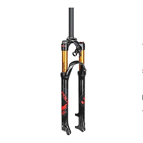 Mountain Bike Fork : KANGXYSQ Mountain Road Bike Air Suspension Fork 26 27.5 29 Inch Aluminum Alloy 1-1 / 8" Travel 100mm Remote Quick Lock (Color : Red, Size : 27.5")
