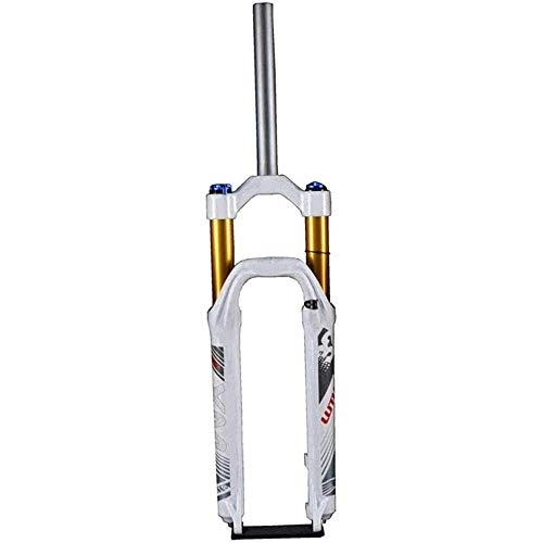 Mountain Bike Fork : L.BAN Suspension Forks 26 Inch MTB Air Suspension Fork 27.5 Inch Straight Tube Unisex 1-1 / 8" disc Bicycle Steerer Tube Travel 120mm, White-26in