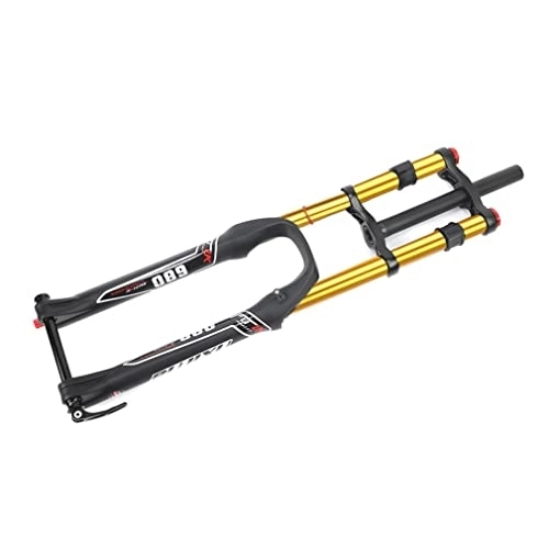 Mountain Bike Fork : LAVSENA 26 / 27.5 / 29'' DH MTB Air Fork Downhill Mountain Bike Suspension Fork Travel 140mm Rebound Adjust Thru Axle Front Fork Double Crown 1-1 / 8 Straight Manual Lockout (Color : Gold, Size : 29inch)