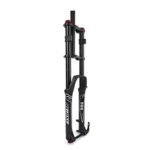 Mountain Bike Fork : LAVSENA DH Mountain Bike Suspension Fork Downhill 26 / 27.5 / 29 Inch MTB Air Fork Travel 140mm 1-1 / 8 Straight Double Crown Front Fork Thru Axle Rebound Adjust With Lockout (Color : Black, Size : 27.5'')