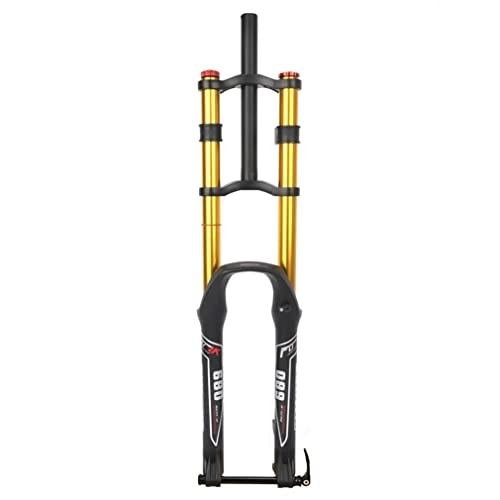 Mountain Bike Fork : LAVSENA DH MTB Fork 26 / 27.5 / 29 Inch Mountain Bike Suspension Fork Downhill Travel 140mm Air Fork Double Crown Thru Axle Rebound Adjust 1-1 / 8 Straight With Lockout (Color : Gold fork, Size : 27.5'')