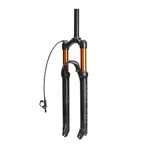 Mountain Bike Fork : LBBL Bicycle Air Fork, 26, 27.5, 29 Inches Straight Pipe Remote Lockout Damping Adjustment Open Gear:100mm Disc Brake Aluminum Alloy Forks Bicycle front fork (Size : 27.5 inches)