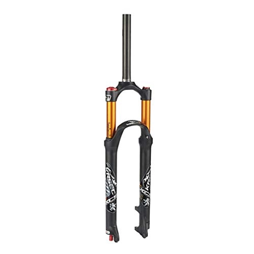 Mountain Bike Fork : LBBL Mountain Bike Fork, Air Suspension Fork Shoulder Control 26, 27.5, 29 Inch Straight Pipe Absorber Disc Brake Travel 120mm Suspension Front Fork (Color : A, Size : 26inches)