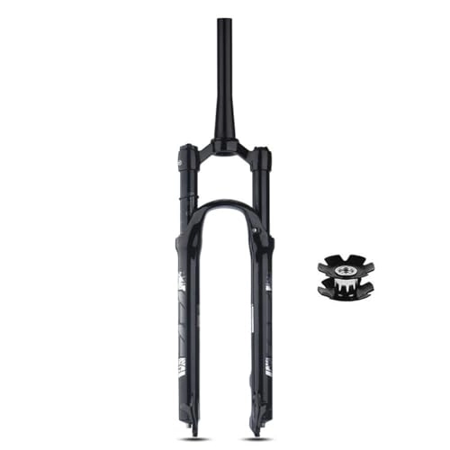 Mountain Bike Fork : LHHL 26 / 27.5 / 29 In Mountain Bike Air Suspension Forks 100mm Travel 1-1 / 2" Inch Tapered Tube MTB Manual Lockout 9mm QR Disc Brake XC AM Bicycle Front Forks (Color : Black, Size : 27.5inch)
