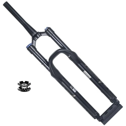 Mountain Bike Fork : LHHL 26 / 27.5 / 29 Inch Mountain Bike Air Suspension Fork 100mm Travel 110x15mm Thru Axle Tapered Tube MTB Manual Lockout Ultralight Bicycle Front Forks (Color : Black, Size : 27.5inch)