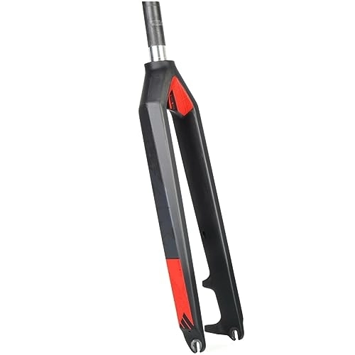 Mountain Bike Fork : LHHL 26 / 27.5 / 29 Inch MTB Fork Mountain Bicycle Full Carbon Fiber Forks QR 9mm Bicycle Rigid Front Fork Disc Brake 1-1 / 8" Threadless Straight Tube (Color : Black+red+gray, Size : 27.5")