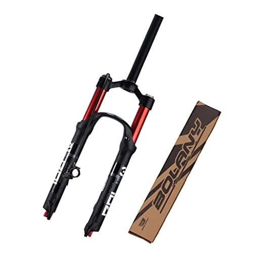 Mountain Bike Fork : LHHL Air MTB Suspension Fork 26 / 27.5 / 29in Double Air Chamber Mountain Bike Fork Rebound Adjust Straight Tube 28.6mm Travel 100mm XC Bicycle Fork Remote Lockout QR 9mm (Color : Red, Size : 26")