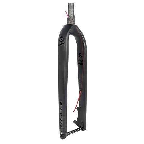 Mountain Bike Fork : LHHL Carbon Fiber MTB Rigid Forks 26" 27.5" 29" Inch 15x110mm Thru Axle Disc Brake Ultralight Front Fork Mountain Bicycle Forks 1-1 / 8'' Threadless Tapered Tube (Color : Black-B, Size : 27.5")