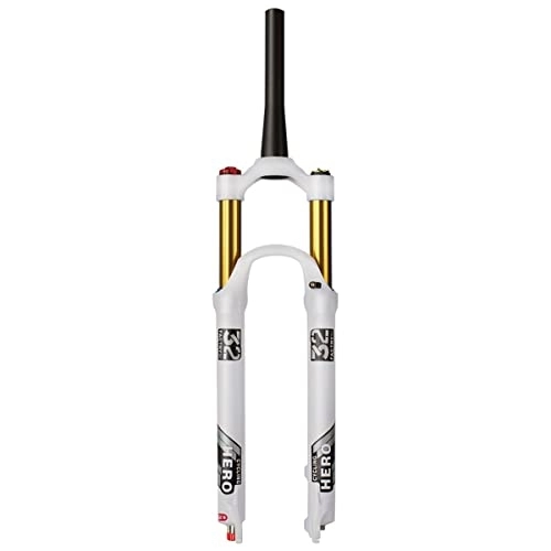 Mountain Bike Fork : LHHL Mountain Bike Air Suspension Fork 26 / 27.5 / 29 Inch Travel 100mm Ultralight MTB Fork Tapered Tube QR Bicycle Magnesium Alloy Fork Manual / Remote Lockout (Color : Gold Manual, Size : 27.5 inch)