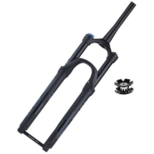 Mountain Bike Fork : LHHL Mountain Bike Air Suspension Fork 26 / 27.5 / 29 Inch Travel 100mm With Damping Tapered Tube 1 / 1 / 2" Thru Axle 15x110mm Disc Brake Remote Lockout (Color : Black, Size : 27.5inch)
