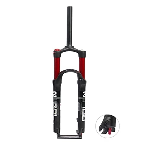 Mountain Bike Fork : LHHL Mountain Bike Fork 26 27.5 29 Inch Double Air Chamber Fork Travel 100mm MTB Front Forks 28.6mm Straight Tube Bicycle Shock Absorber Front Fork QR 9mm Manual Lockout (Color : Red, Size : 26")