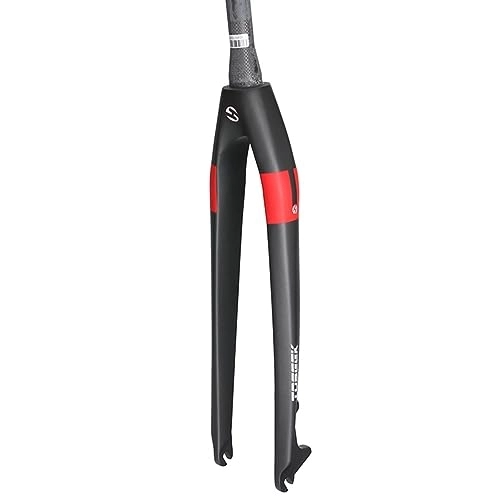 Mountain Bike Fork : LHHL Mountain Bike Rigid Forks 26 / 27.5 / 29'' Carbon Fiber MTB Front Fork Disc Brake 9x100mm QR Bicycle Forks 1-1 / 8'' Threadless Tapered Tube Ultralight 567g (Color : Black red, Size : 29")