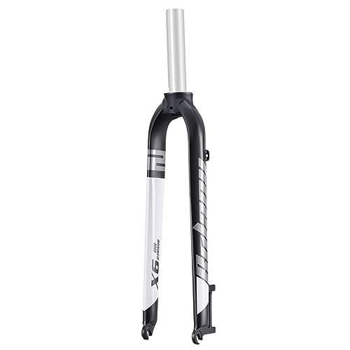 Mountain Bike Fork : LHHL Mountain Bike Rigid Forks 26 / 27.5 / 29" inch 1-1 / 8" Ultralight Front Fork Bicycle Threadless Straight Tube MTB Forks QR 9X100mm Disc Brake Aluminum Alloy (Color : White, Size : 26")