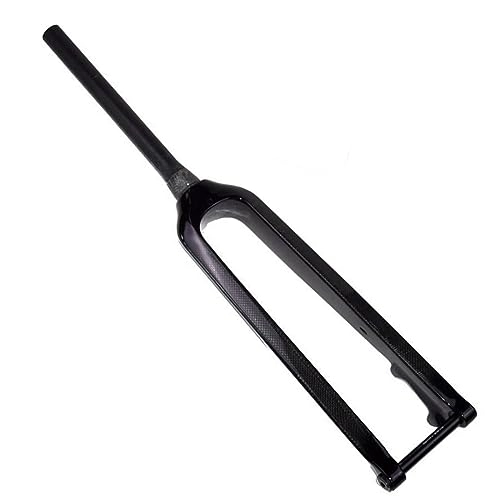 Mountain Bike Fork : LHHL Mountain Bike Rigid Forks Carbon Fiber 26 / 27.5 / 29" Inch MTB Front Fork Threadless Tapered Tube 1-1 / 8" Disc Brake Thru Axle 15x100mm Bicycle Forks Ultralight (Color : Black-Glossy, Size : 27.5")