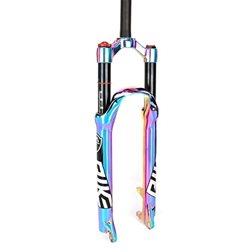 Mountain Bike Fork : LHHL Mountain Bike Suspension Fork 26 / 27.5 Inch Bicycle Fork Travel 100mm MTB Air Magnesium Alloy Suspension Fork Manual Lockout Straight Tube QR 9mm (Color : Colorful, Size : 27.5 Inch)